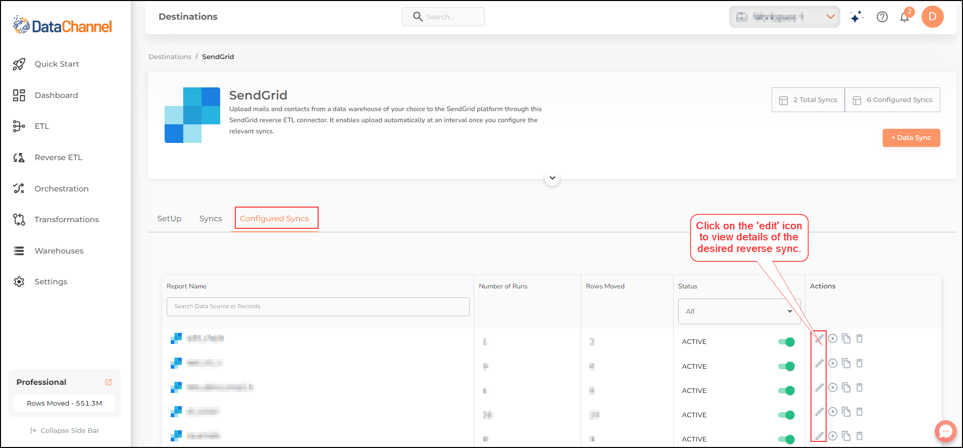 data destination edit sync