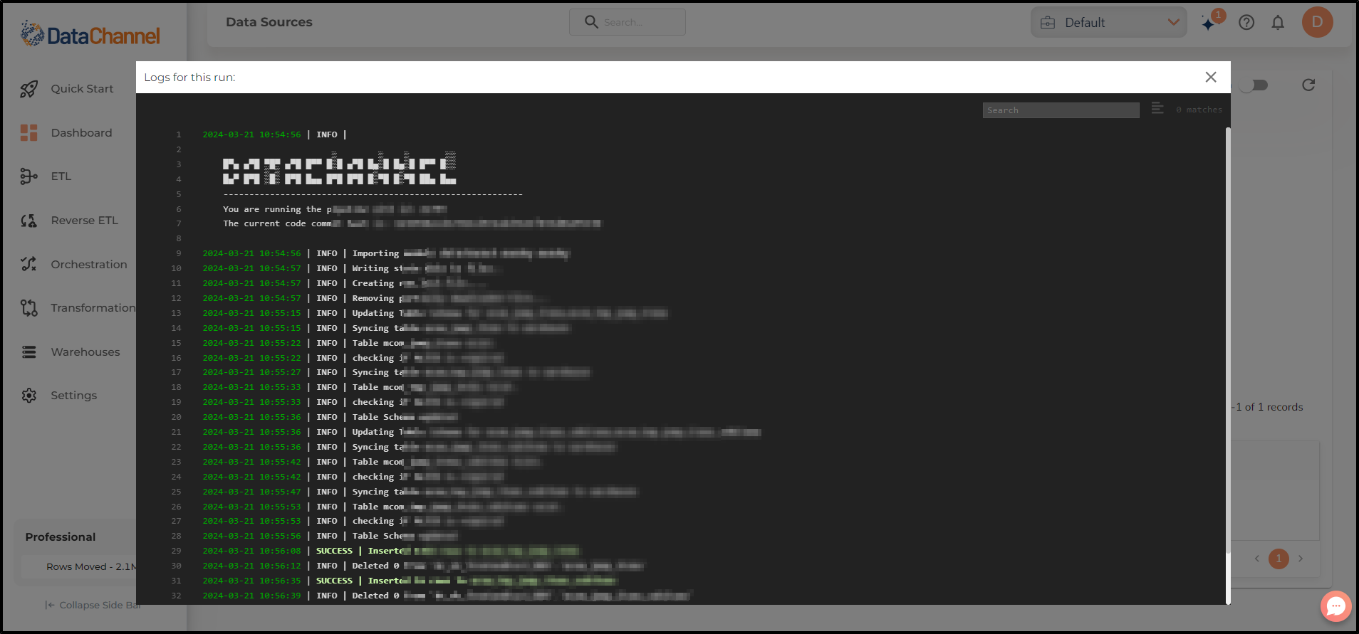 data source view logs