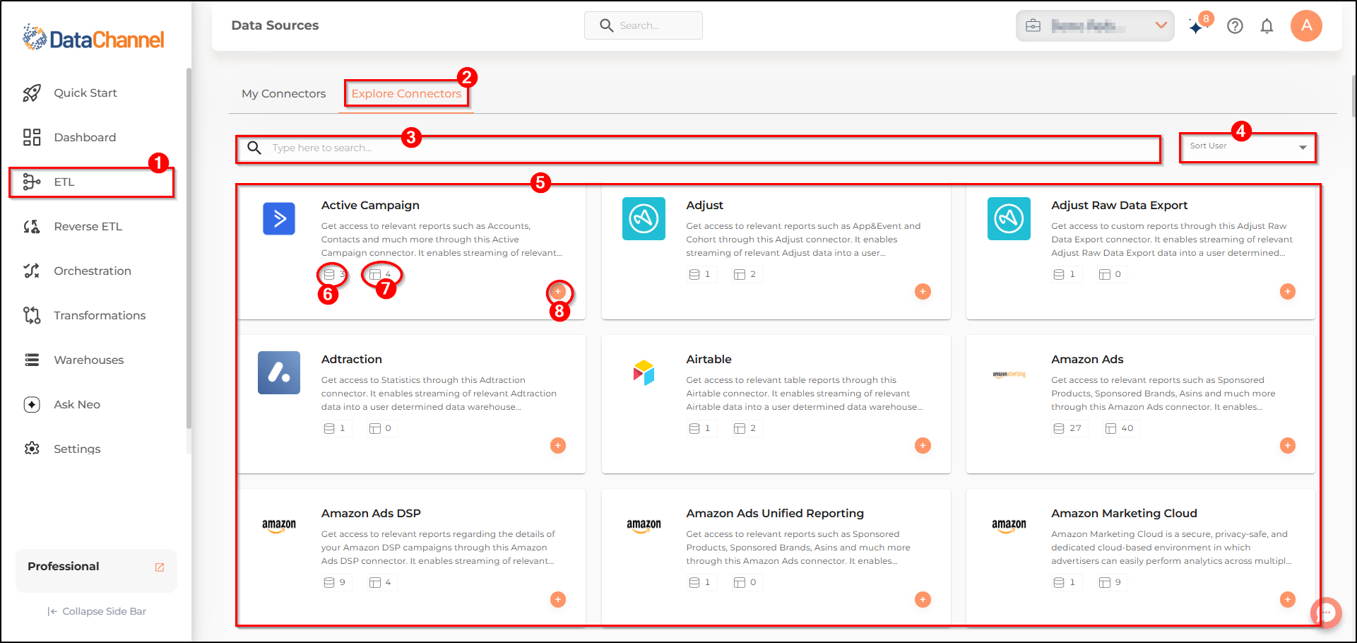 etl explore connectors page