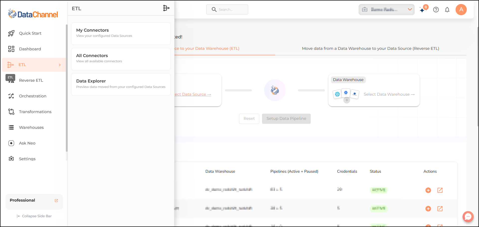 etl menu options