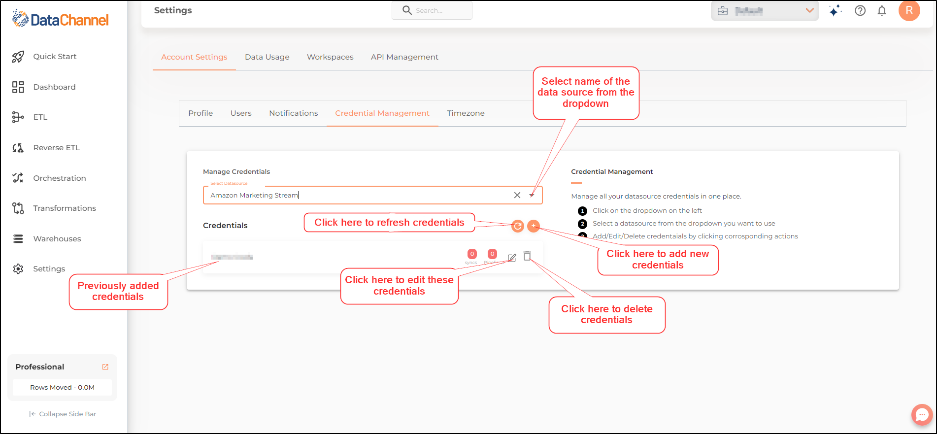 settings page credential management tab2