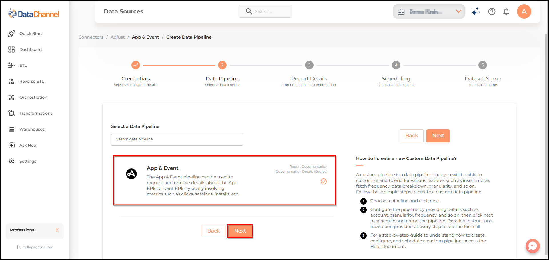adjust pipelines list