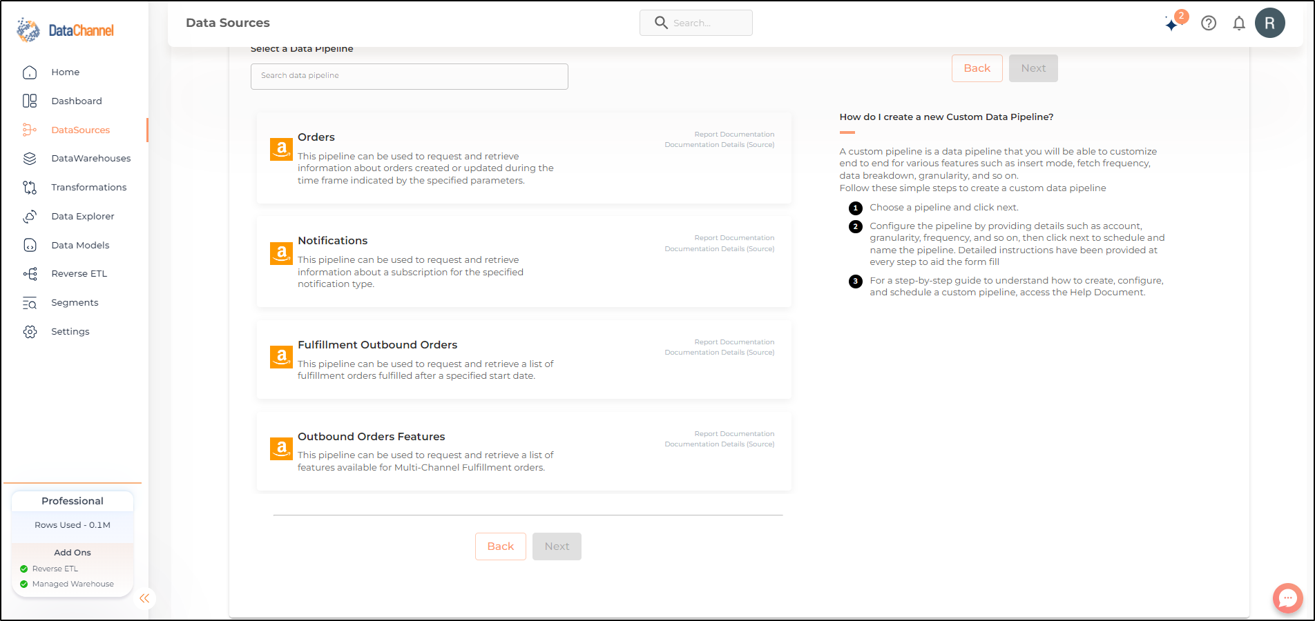 amazon sp api pipelines list