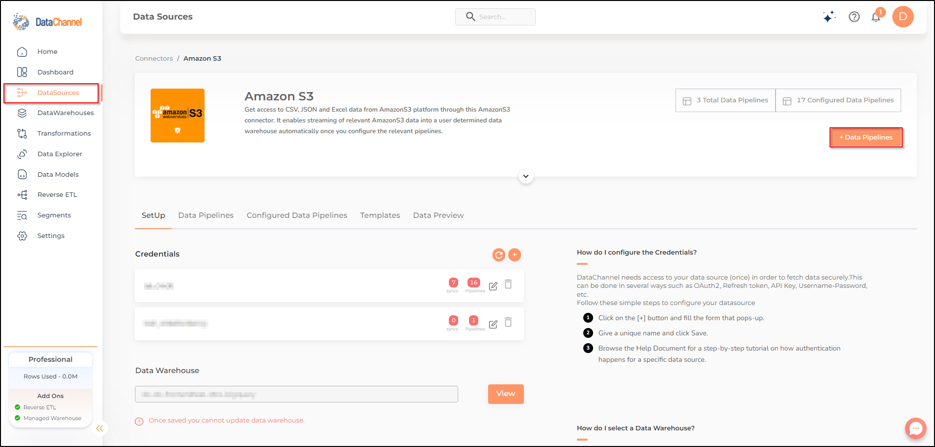amazons3 data source detail