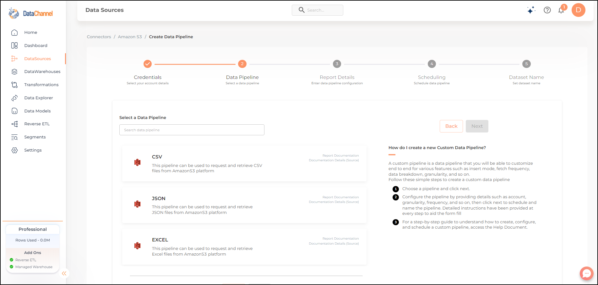amazons3 pipelines list
