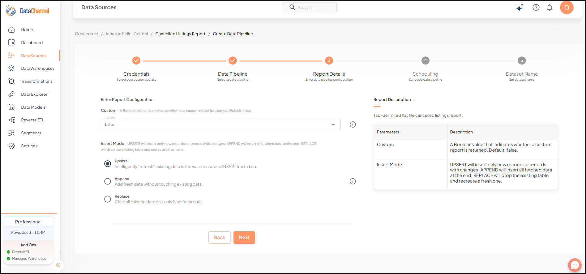 amazonsellercentral cancelled listings report config