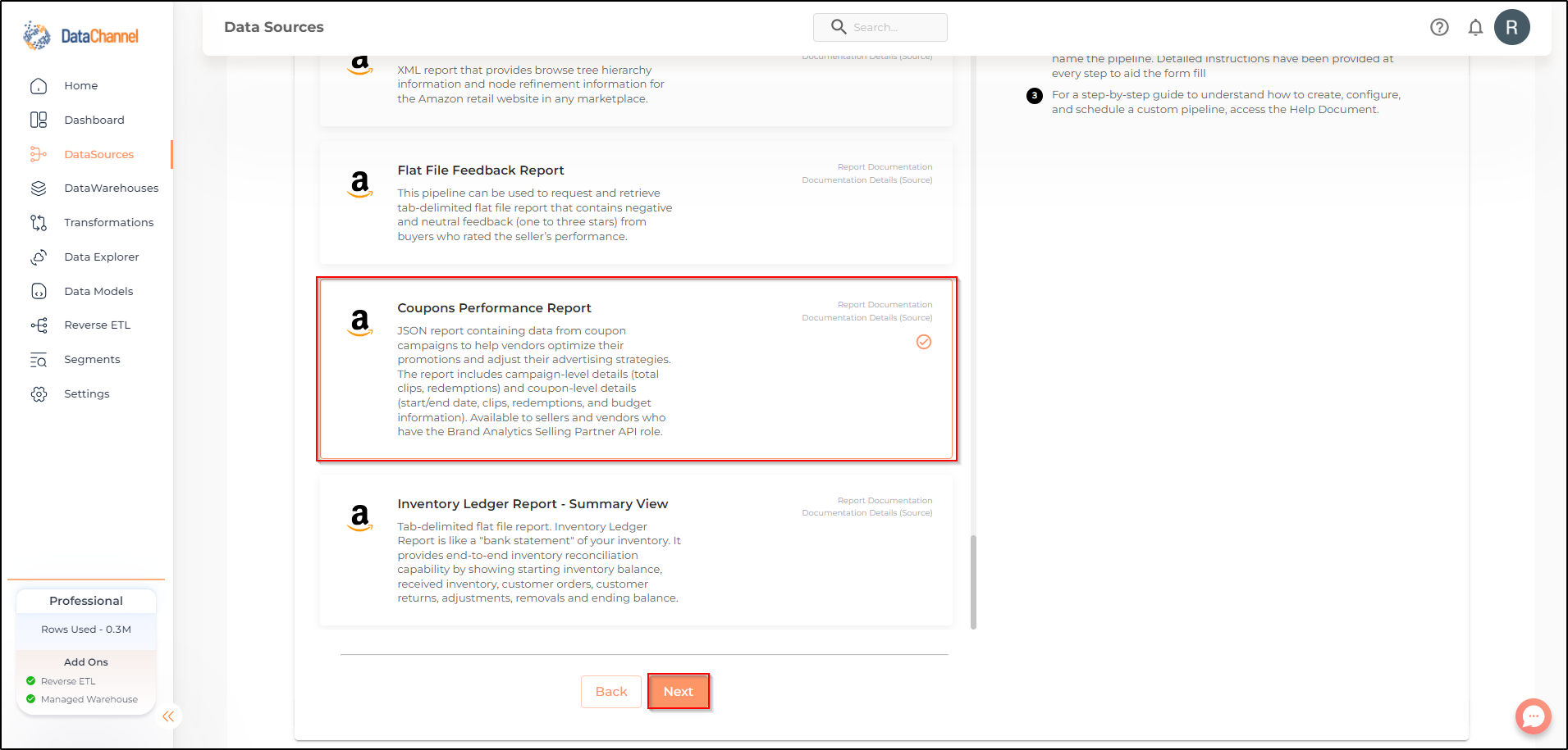 amazonsellercentral coupons performance report list