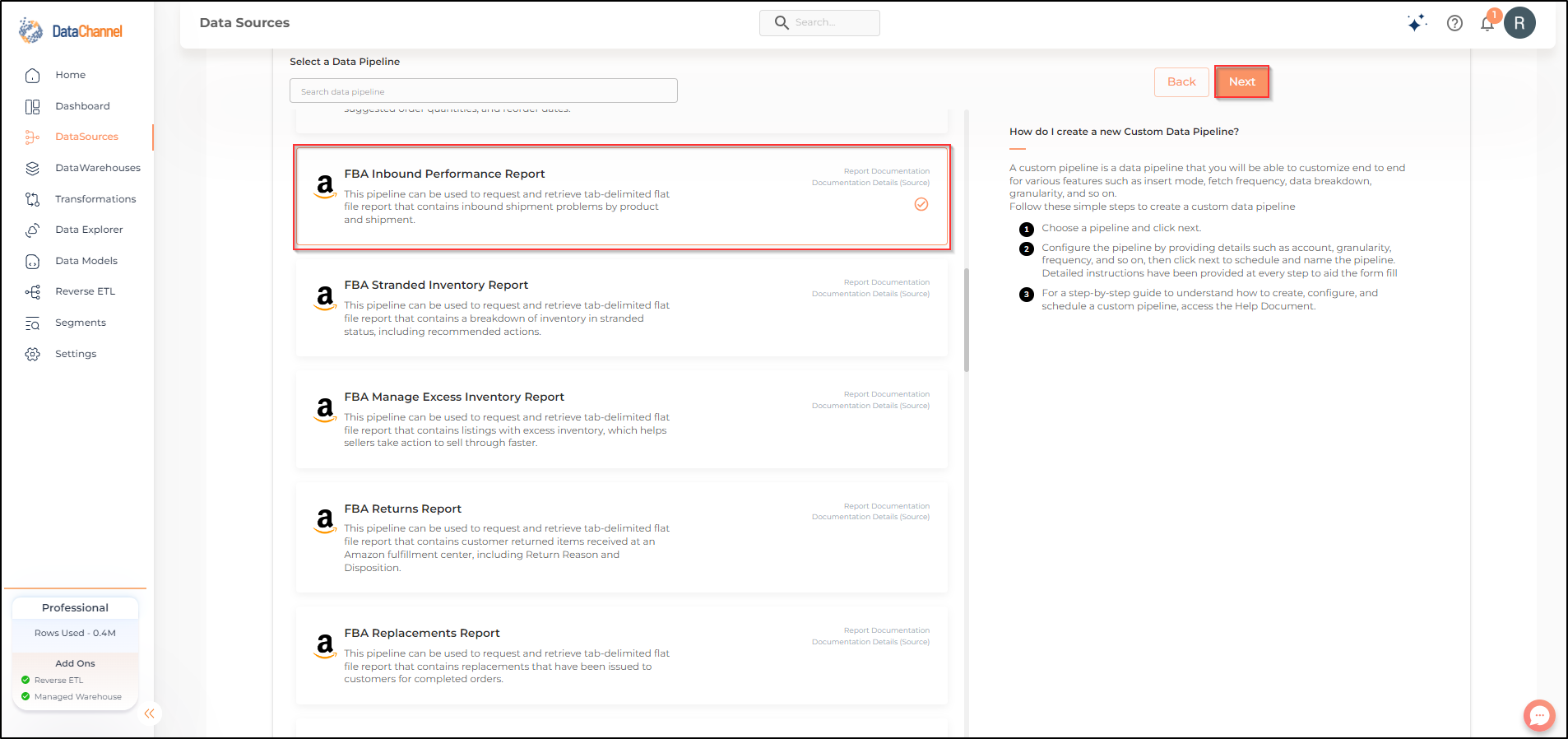 amazonsellercentral fba inbound performance report list