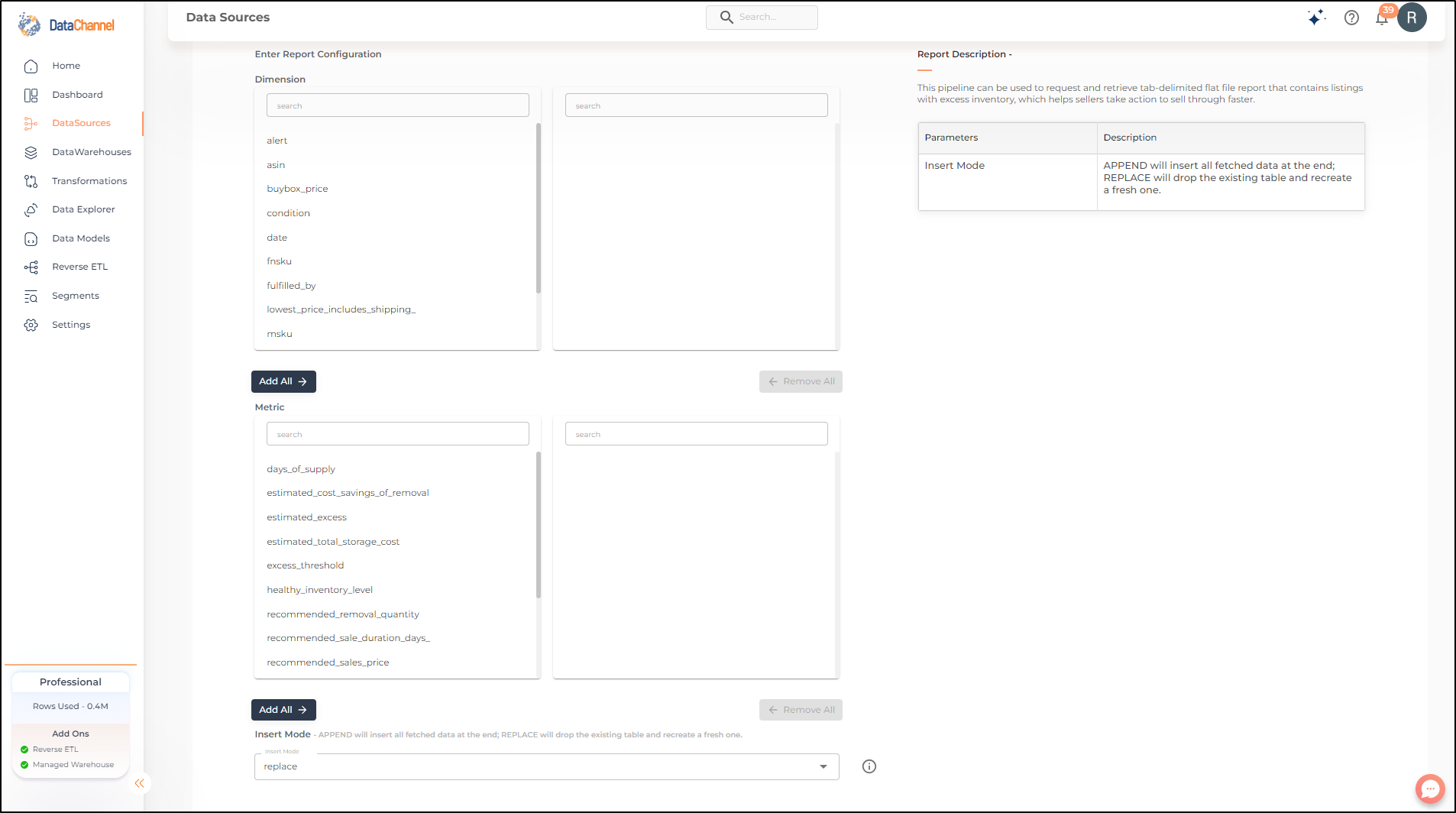 amazonsellercentral fba manage excess inventory report config