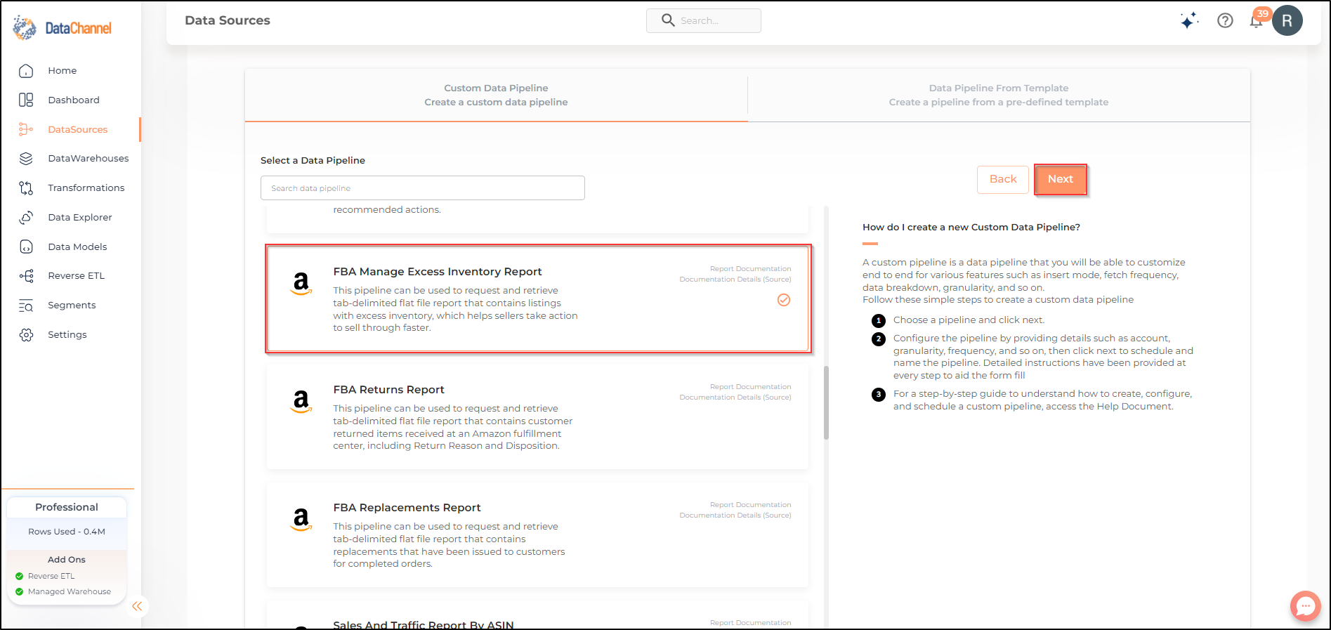 amazonsellercentral fba manage excess inventory report list
