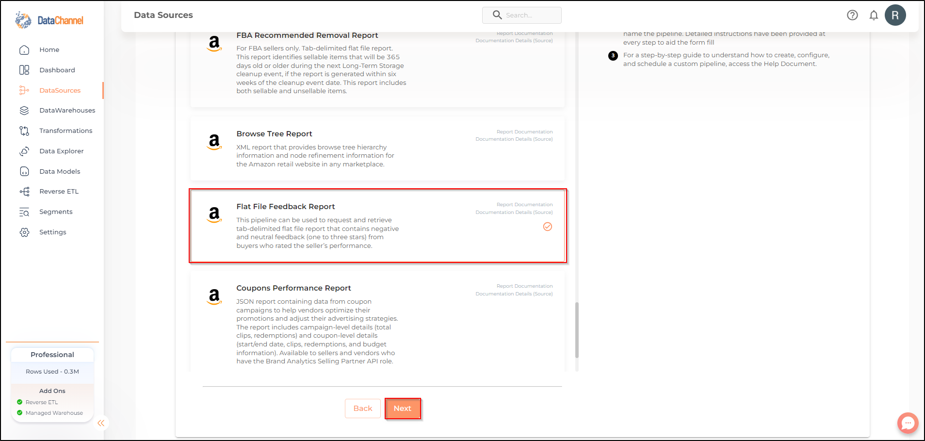 amazonsellercentral flat file feedback report list