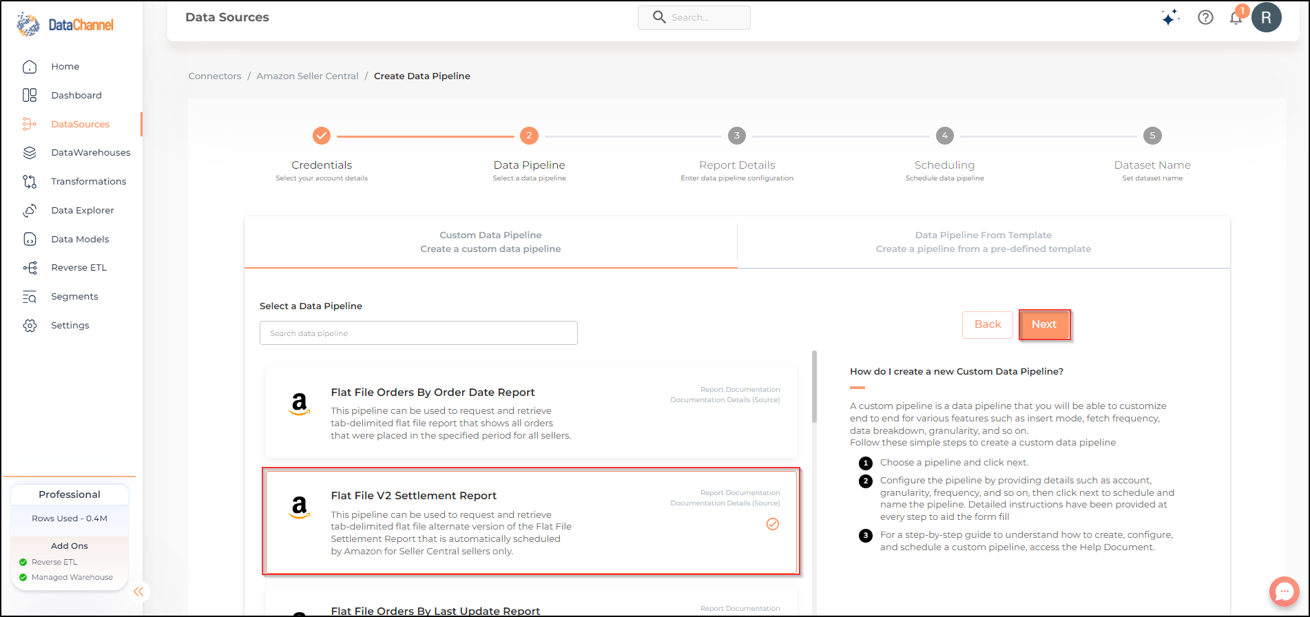 amazonsellercentral flat file v2 settlement report list