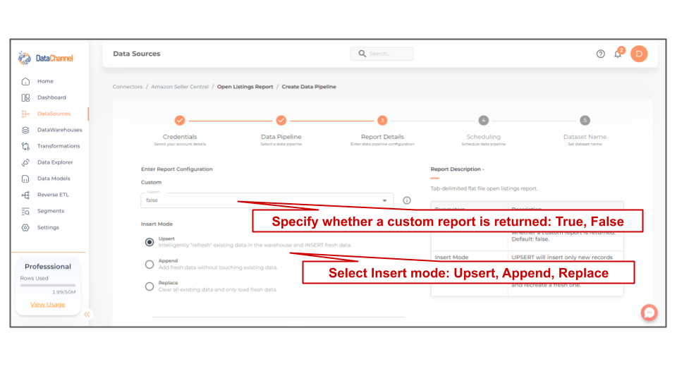 amazonsellercentral open listings report config