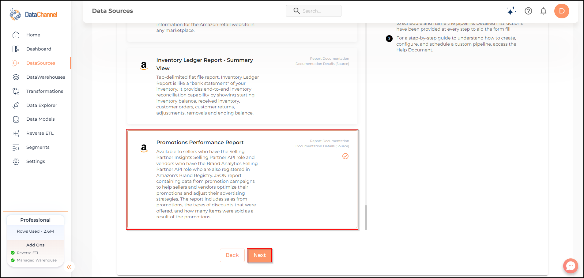 amazonsellercentral promotions performance report list