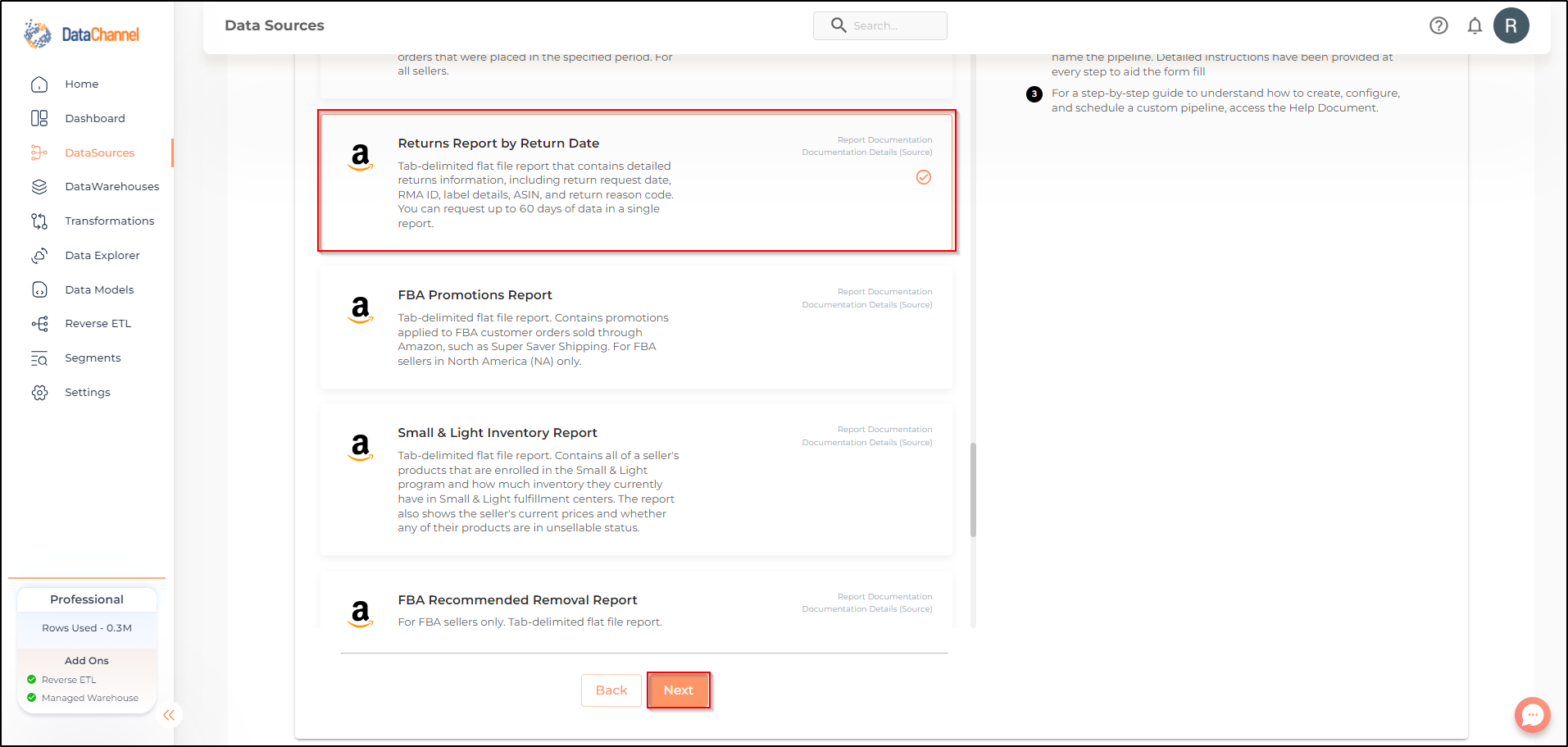 amazonsellercentral returns report by return date list