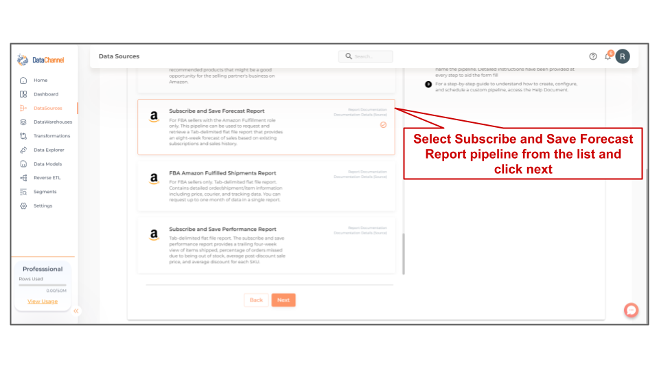 amazonsellercentral subscribe and save forecast report list
