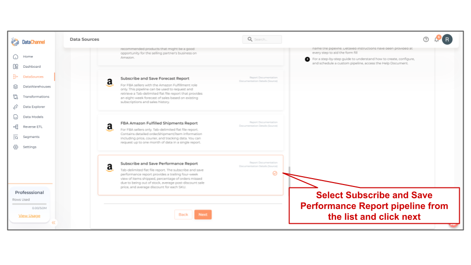 amazonsellercentral subscribe and save performance report list