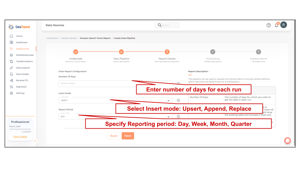 amazonvendorcentral amazon search terms report config