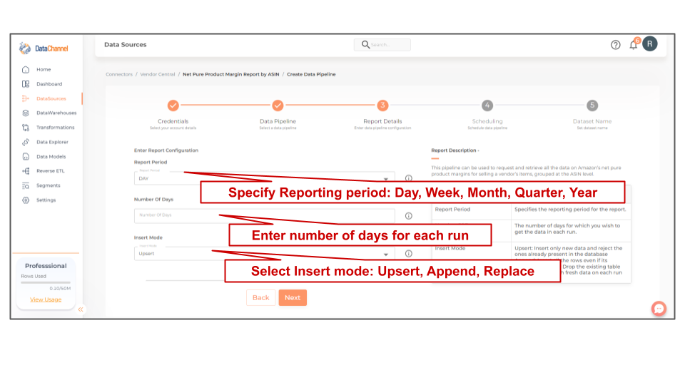 amazonvendorcentral net pure product margin report by asin config