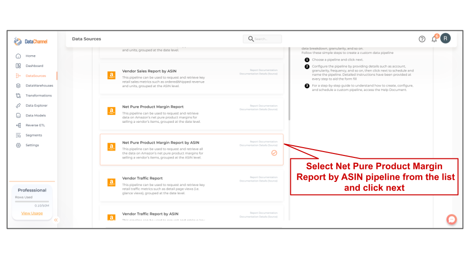 amazonvendorcentral net pure product margin report by asin list