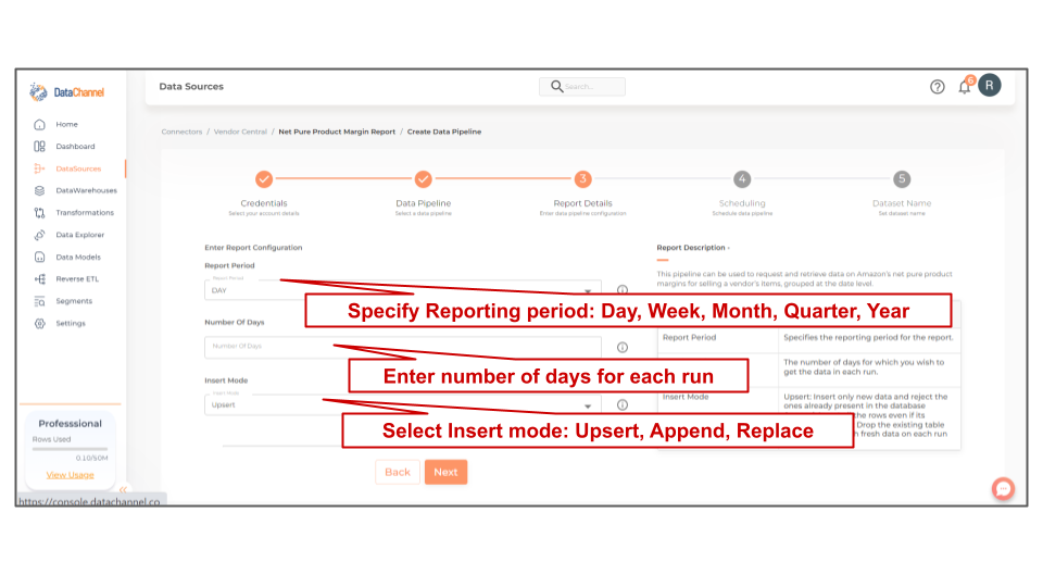 amazonvendorcentral net pure product margin report config