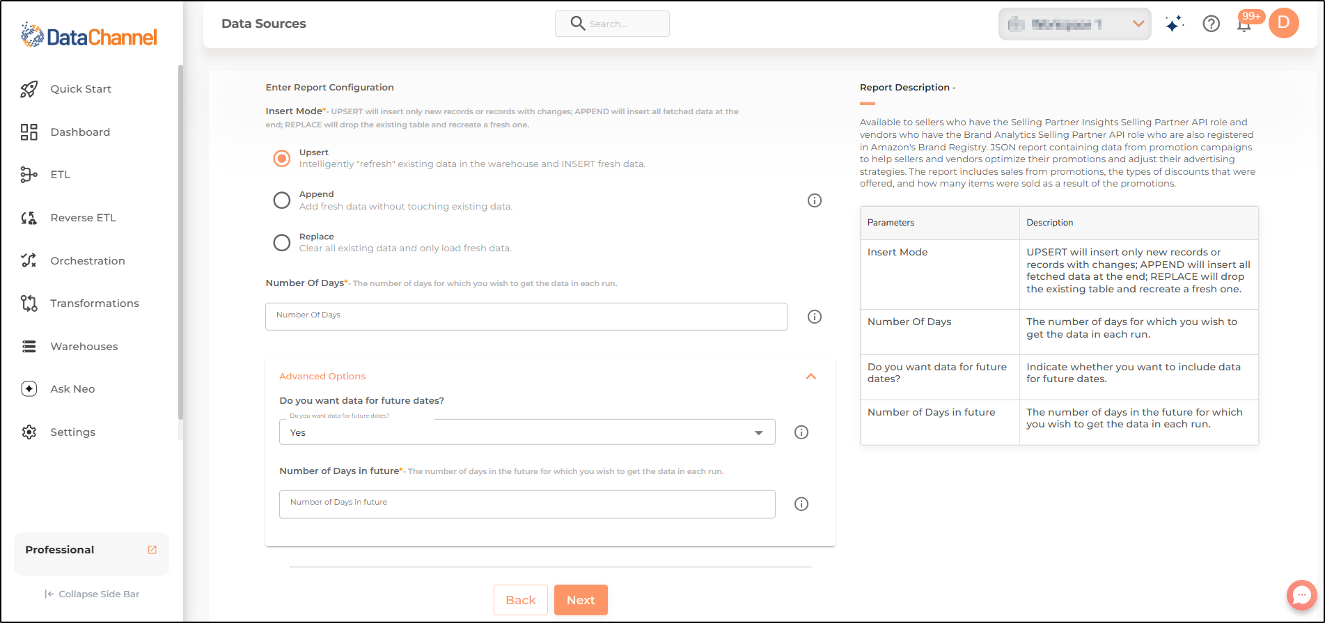 amazonvendorcentral promotions performance report config