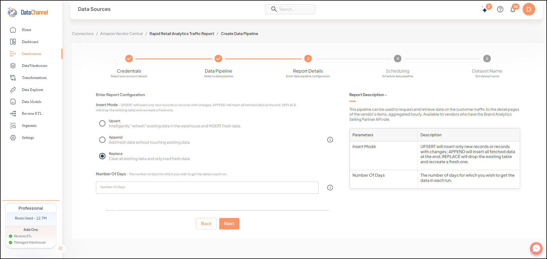 amazonvendorcentral rapid retail analytics traffic report config