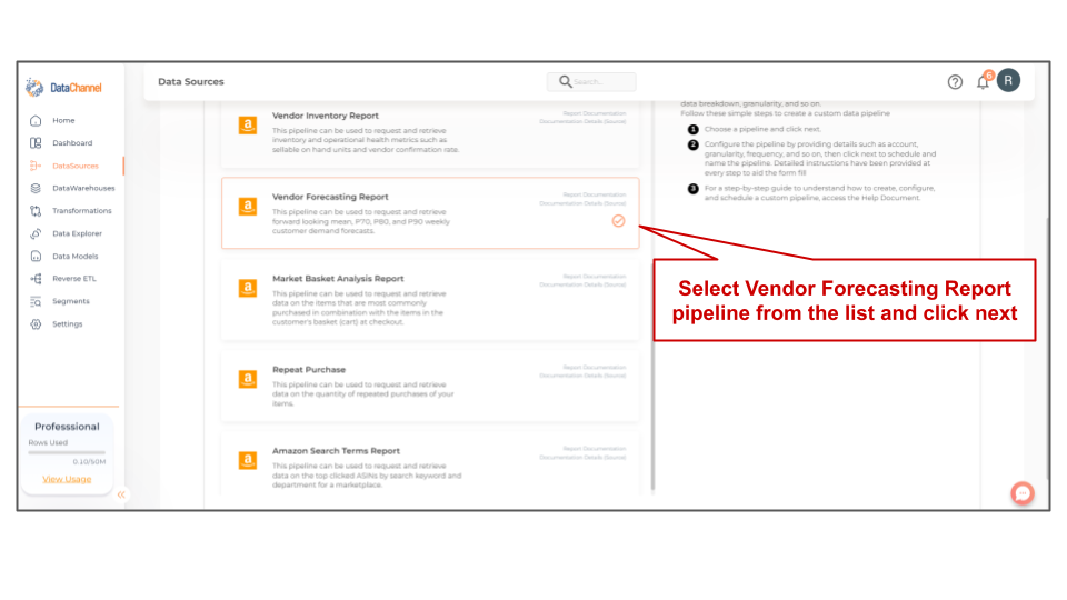 amazonvendorcentral vendor forecasting report list