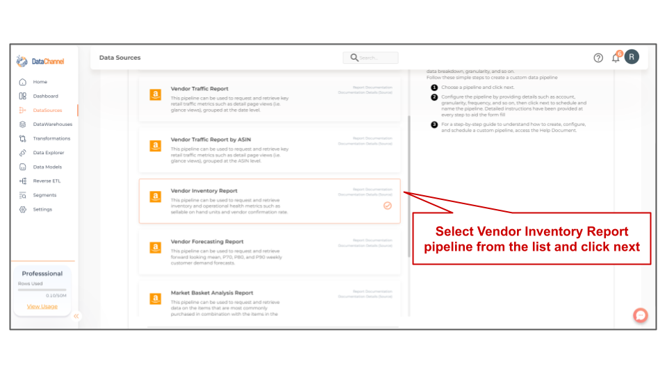 amazonvendorcentral vendor inventory report list