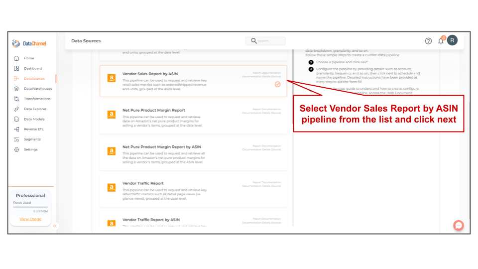 amazonvendorcentral vendor sales report by asin list