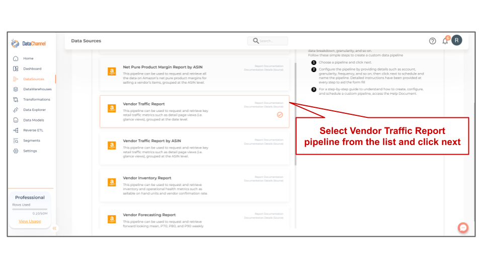 amazonvendorcentral vendor traffic report list