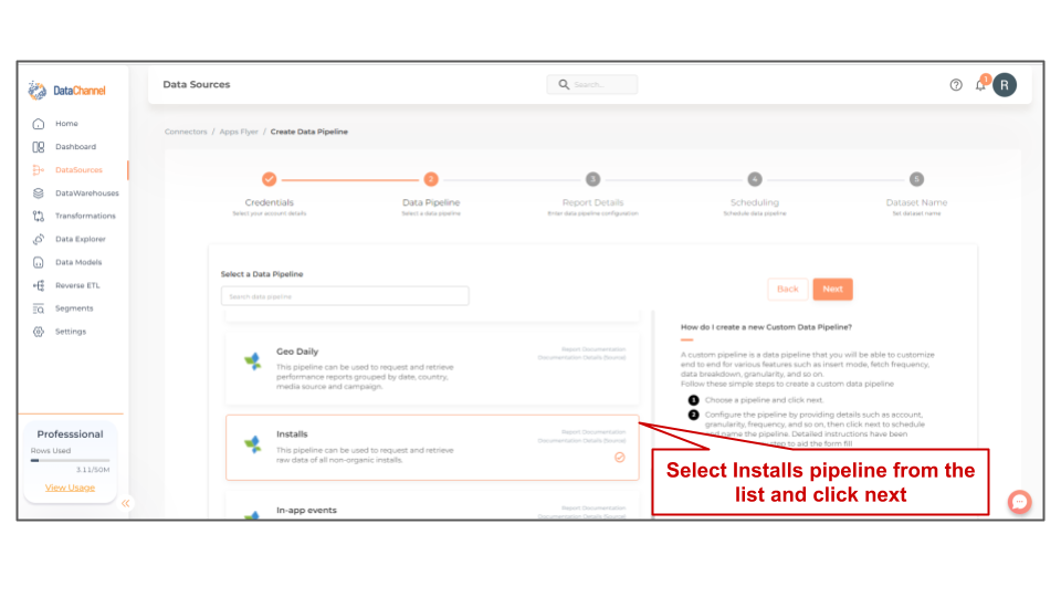 appsflyer installs list