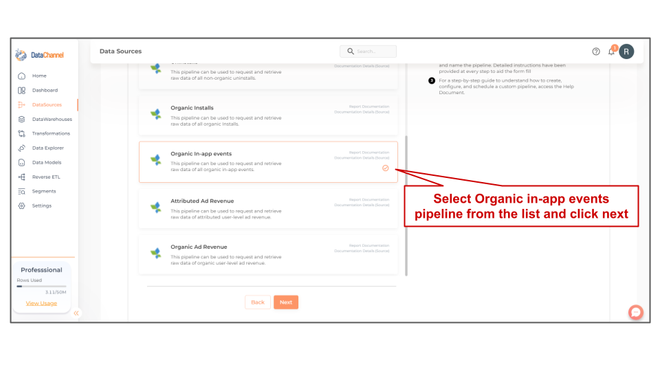appsflyer organic in app events list
