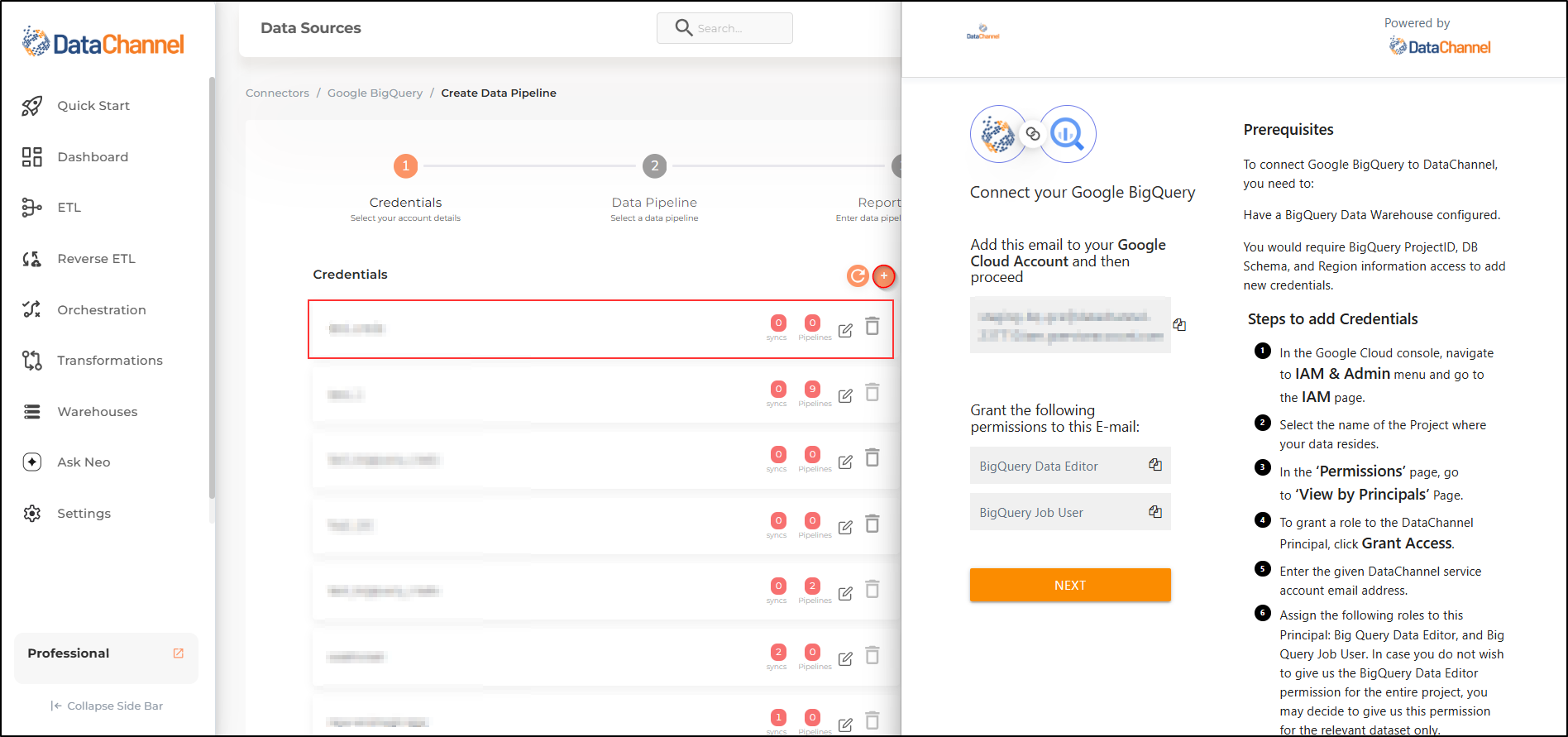 bigquery new creds