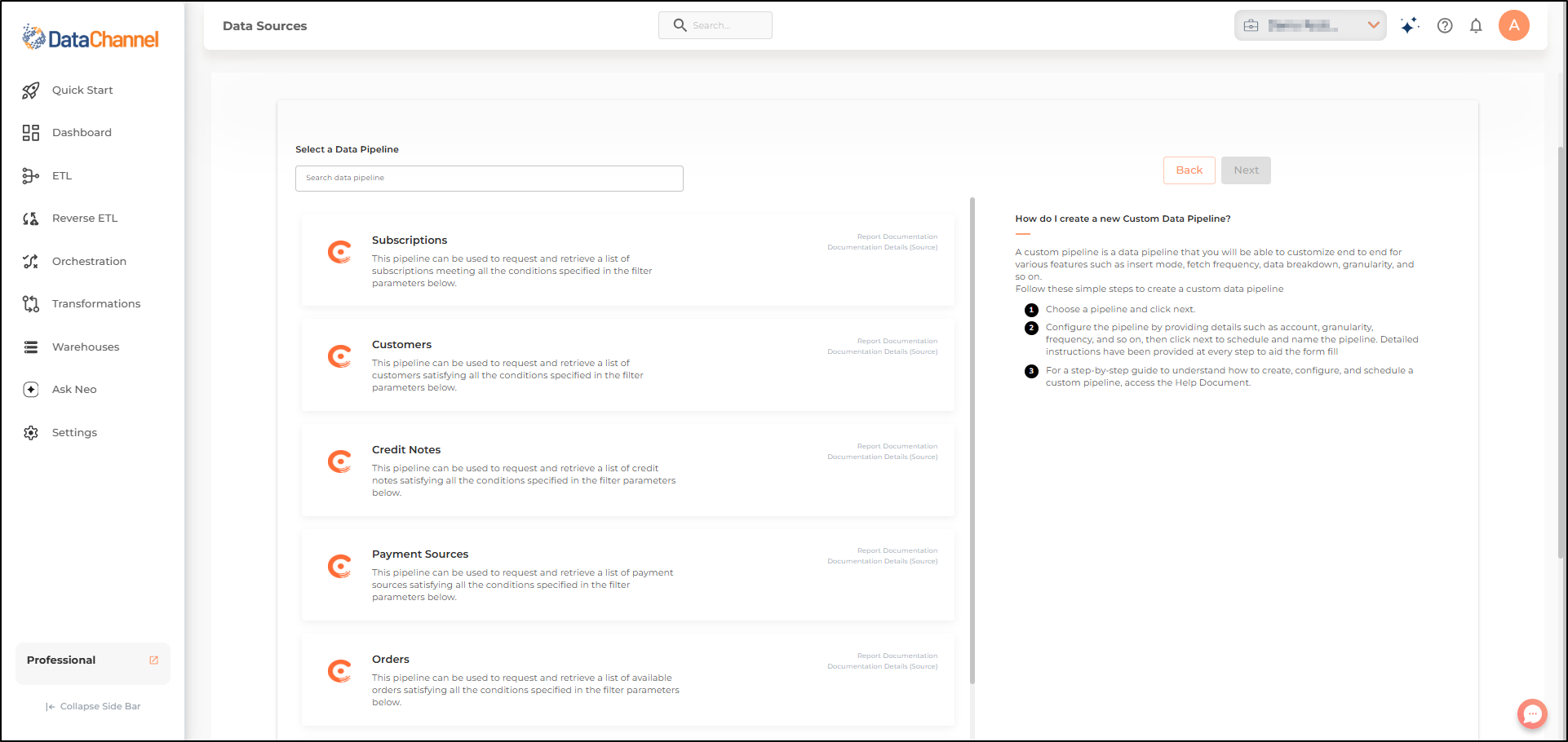 chargebee pipelines list