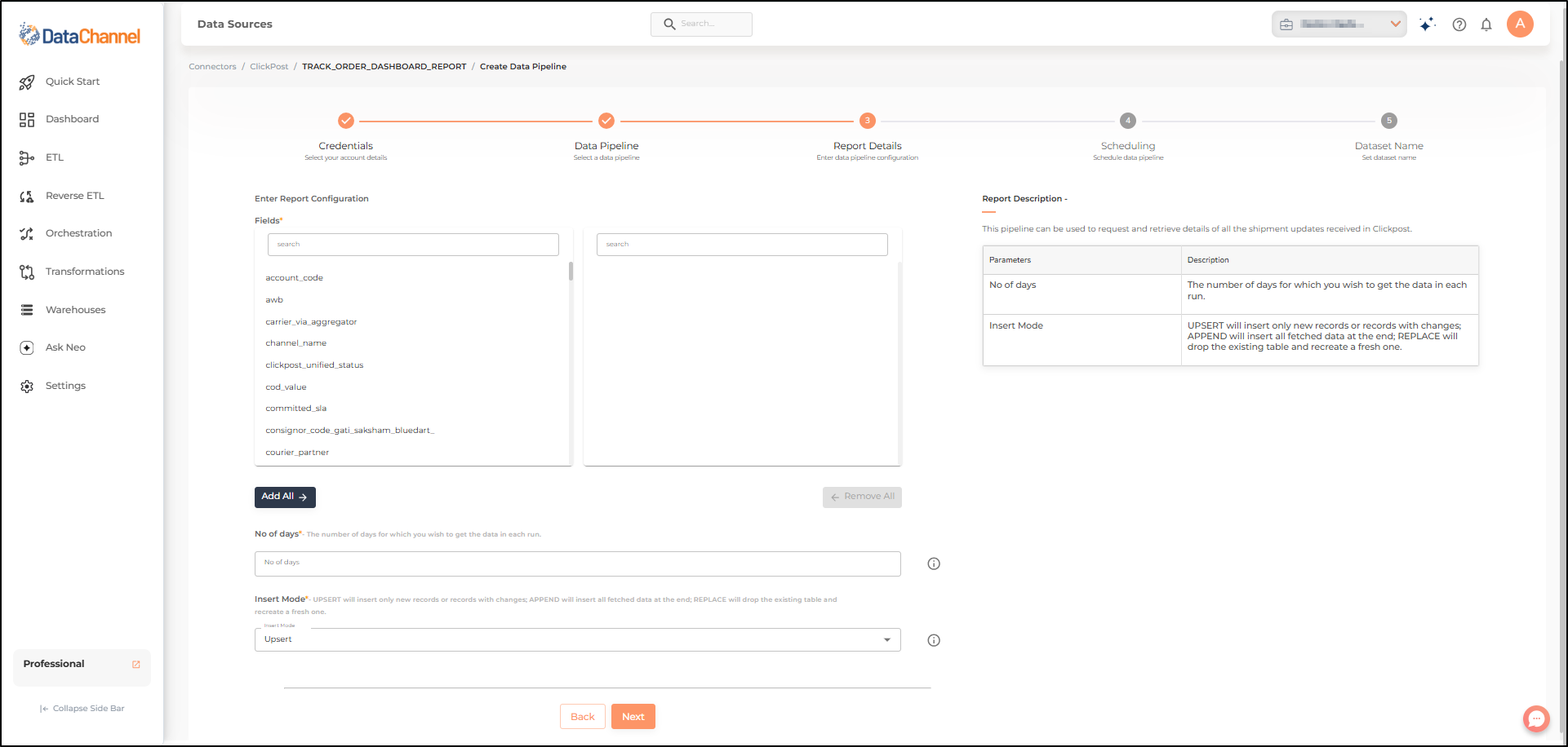 clickpost track order dashboard report config