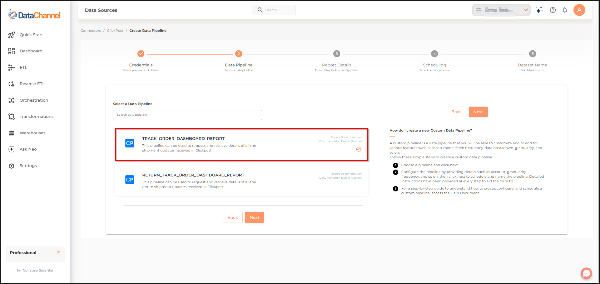clickpost track order dashboard report list