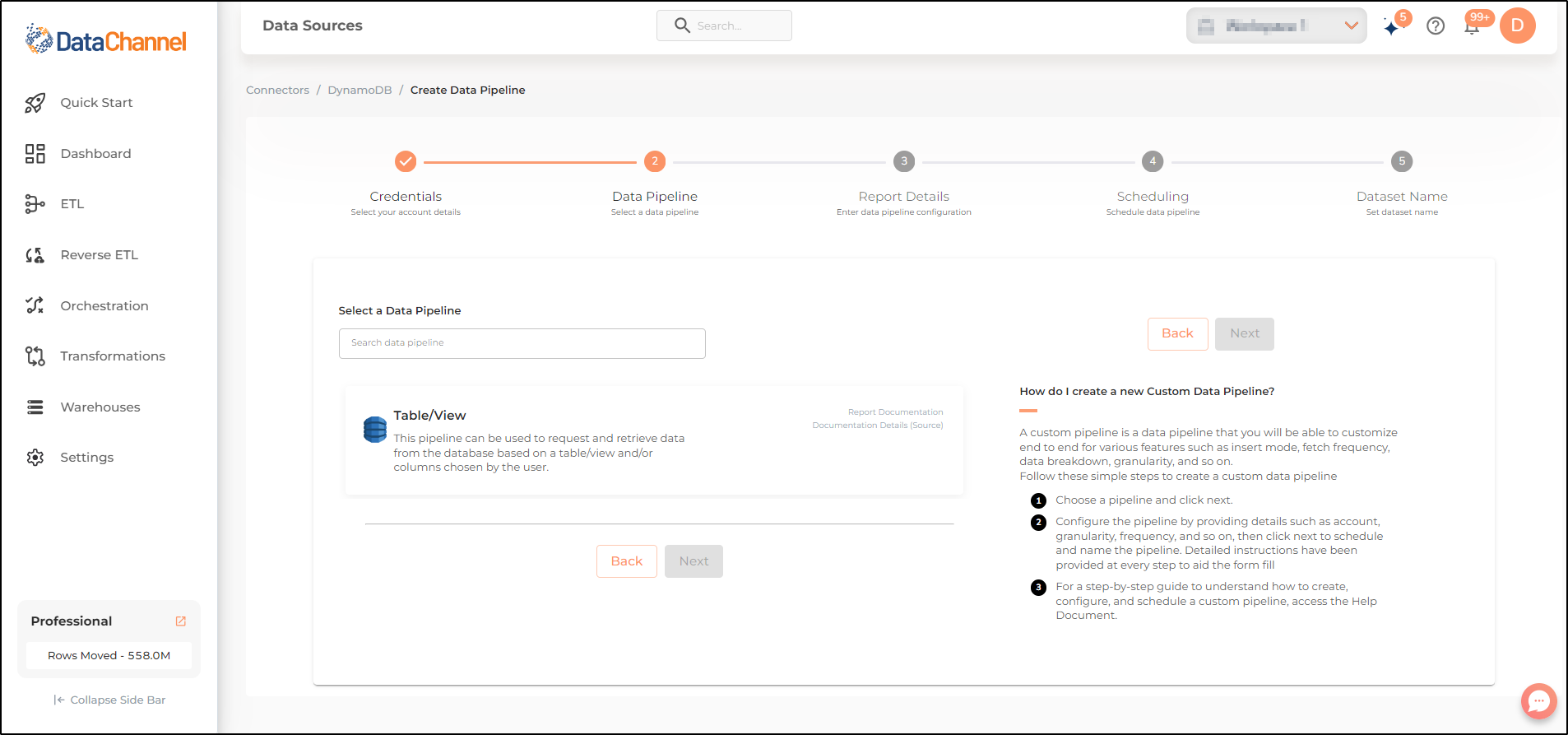 dynamodb pipelines list