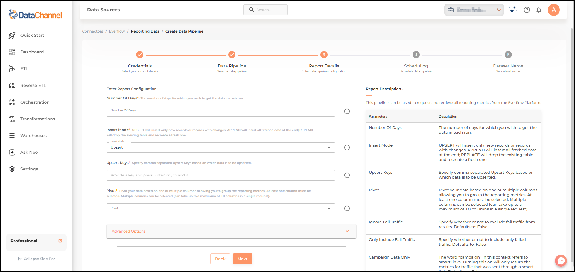 everflow reporting data config