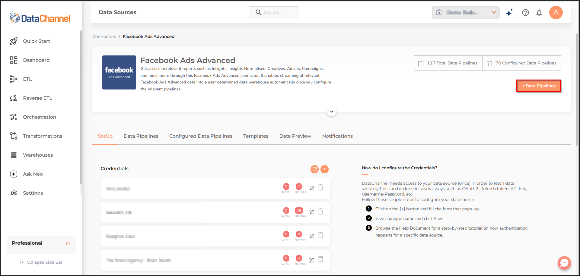 facebookadvanced data source detail
