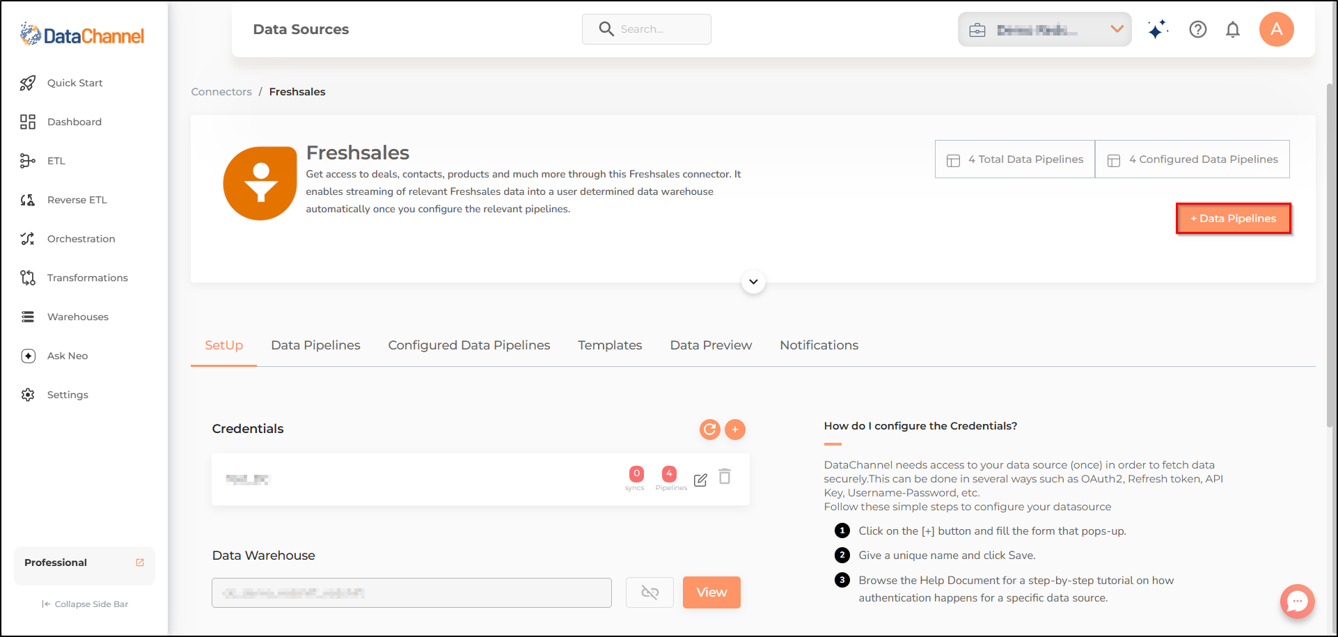 freshsales data source detail