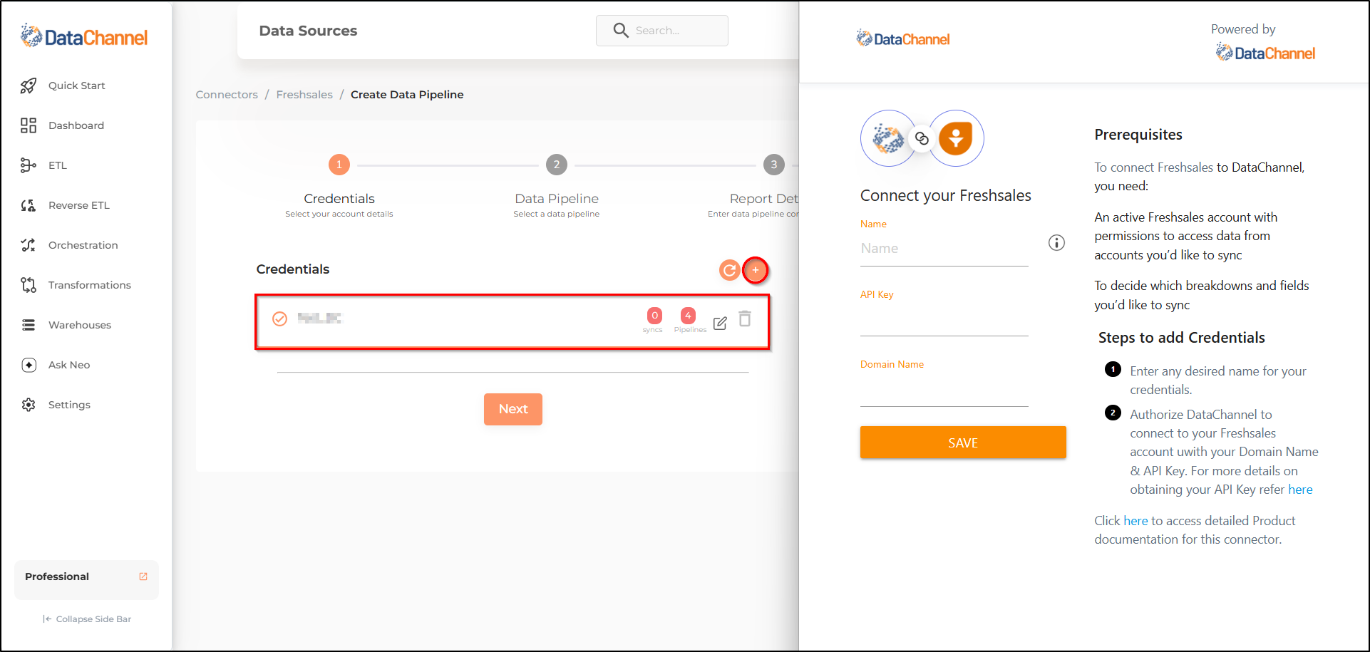 freshsales new creds