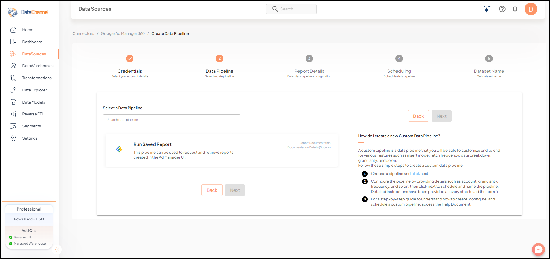 google ad manager pipelines list