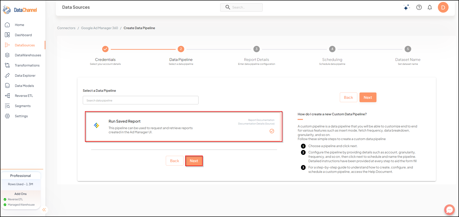 google ad manager run saved report list