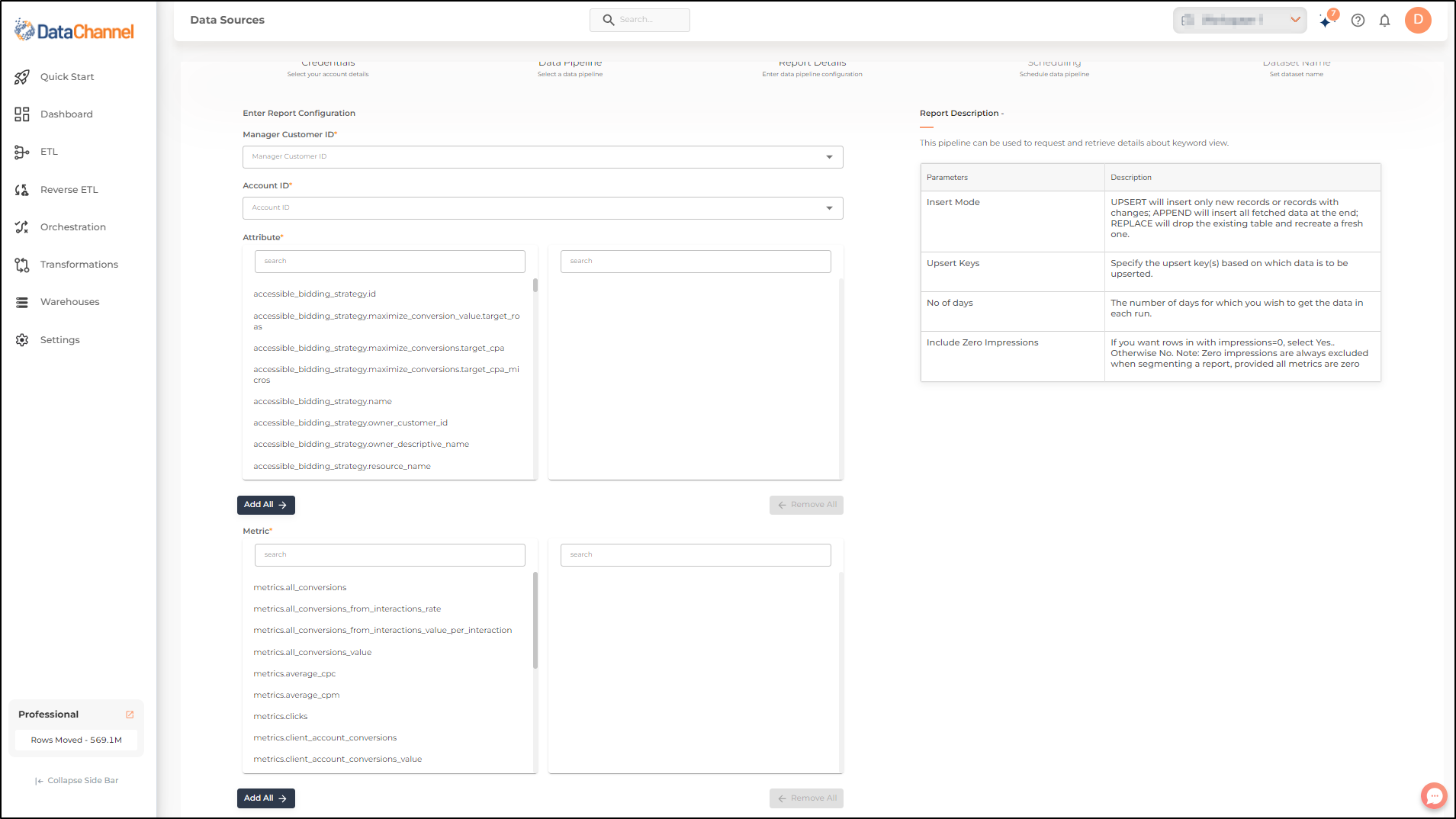 google search ads 360 keyword view config 1