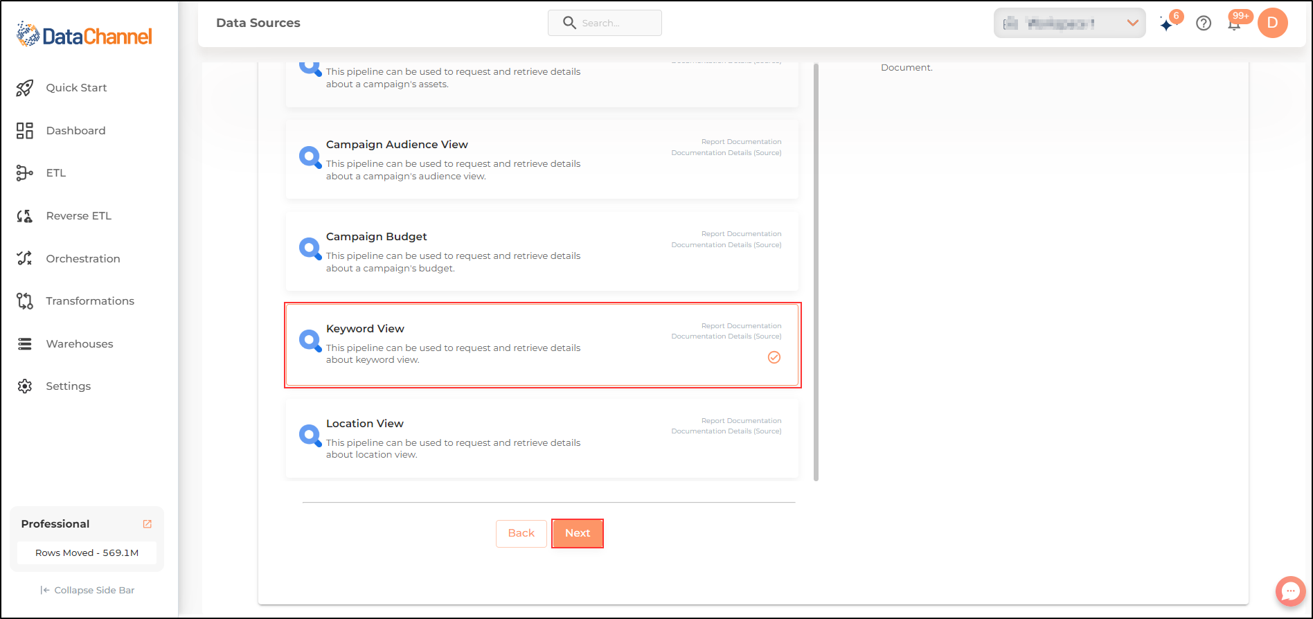 google search ads 360 keyword view list