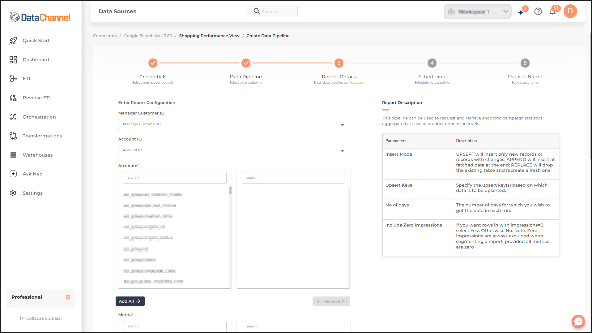 google search ads 360 shopping performance view config 1