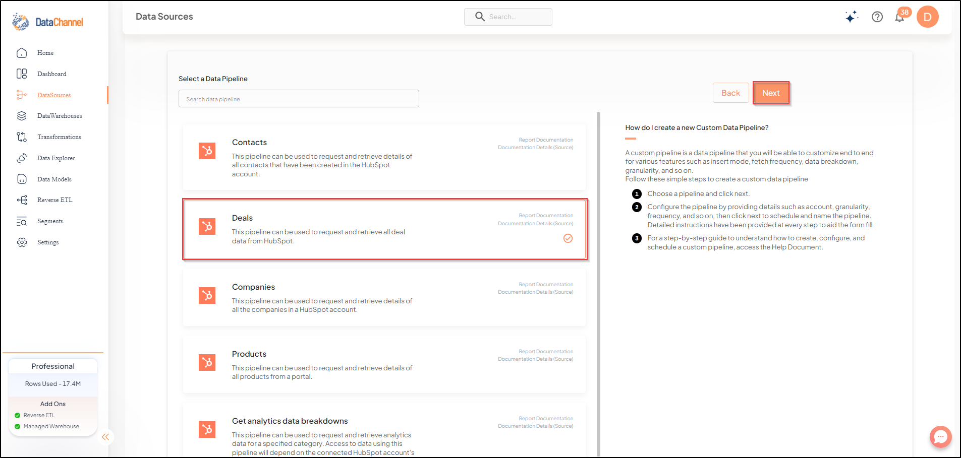 hubspot deals list