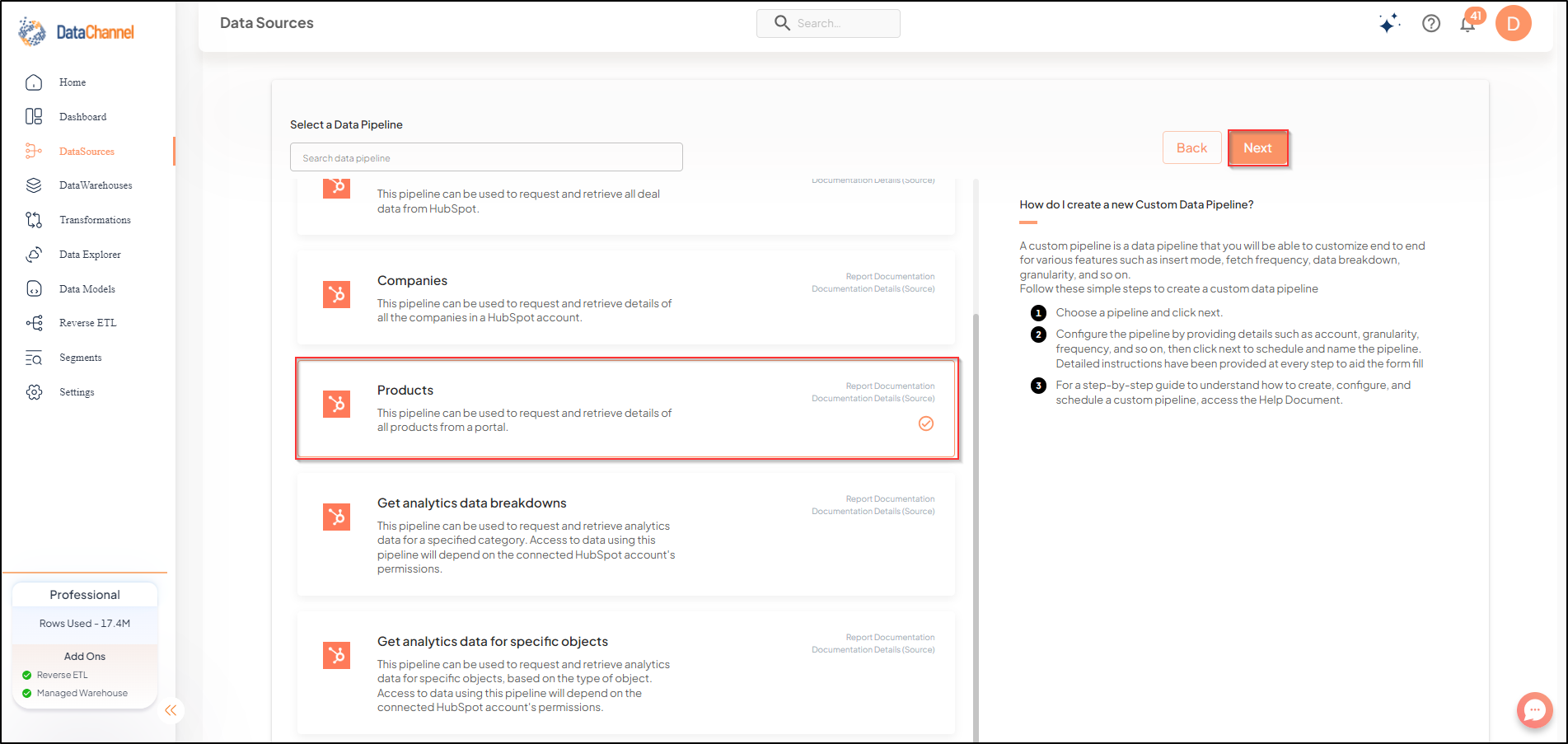 hubspot products list