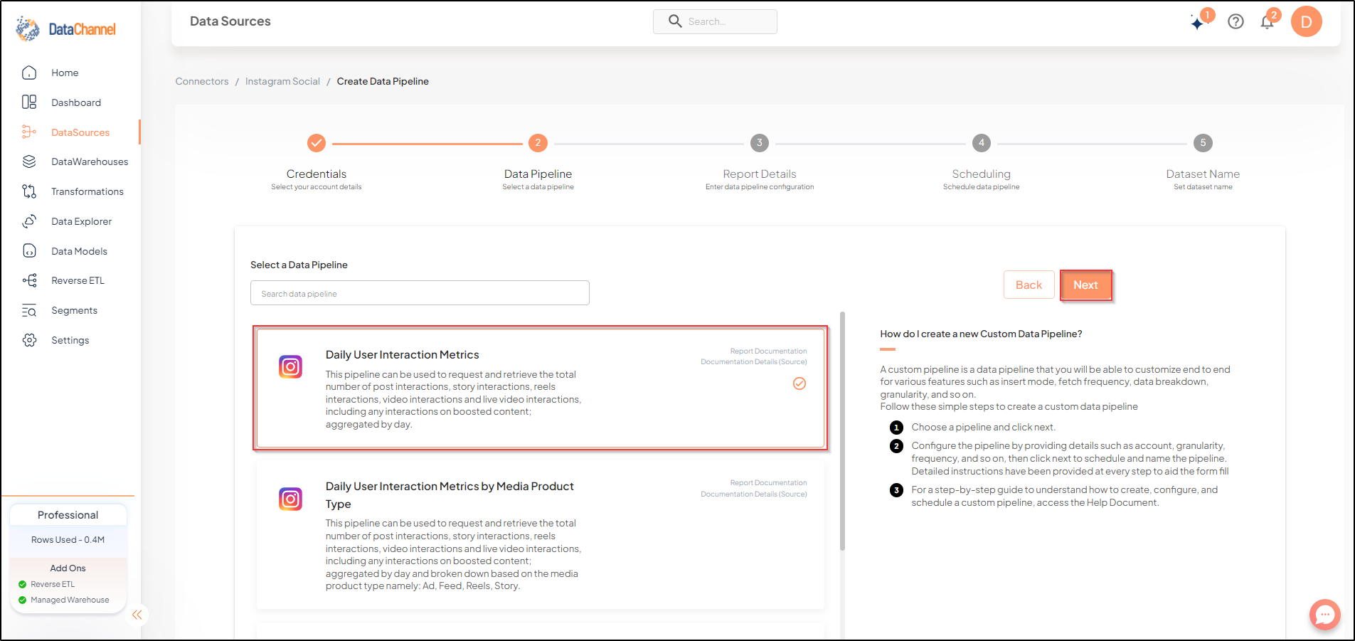 instagram social daily user interaction metrics list
